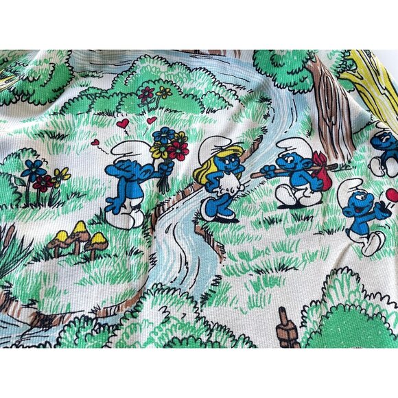 Vintage 70s curtain, Smurfs, comic, movie characters, pleated panel, price for 1 - Picture 5 of 10